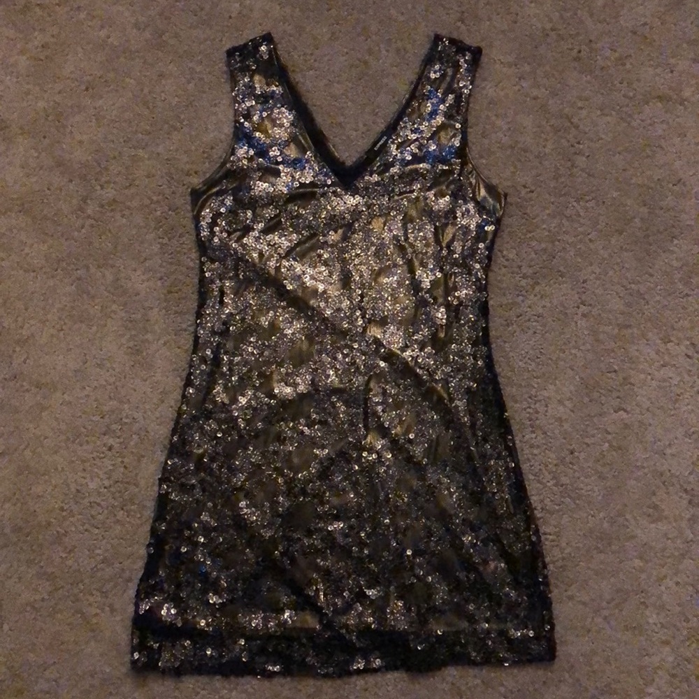 Express Bronze Sequence Mini Dress Size S